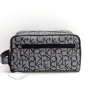 CALVIN KLEIN DOPP KITT MONOGRAM BLACK AND GREY toiletry bag